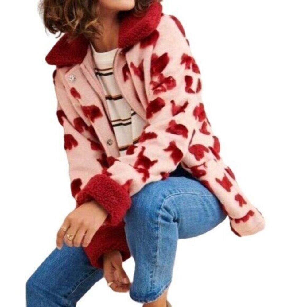 Glamorous Pink Abstract Coat - Picture 2 of 9